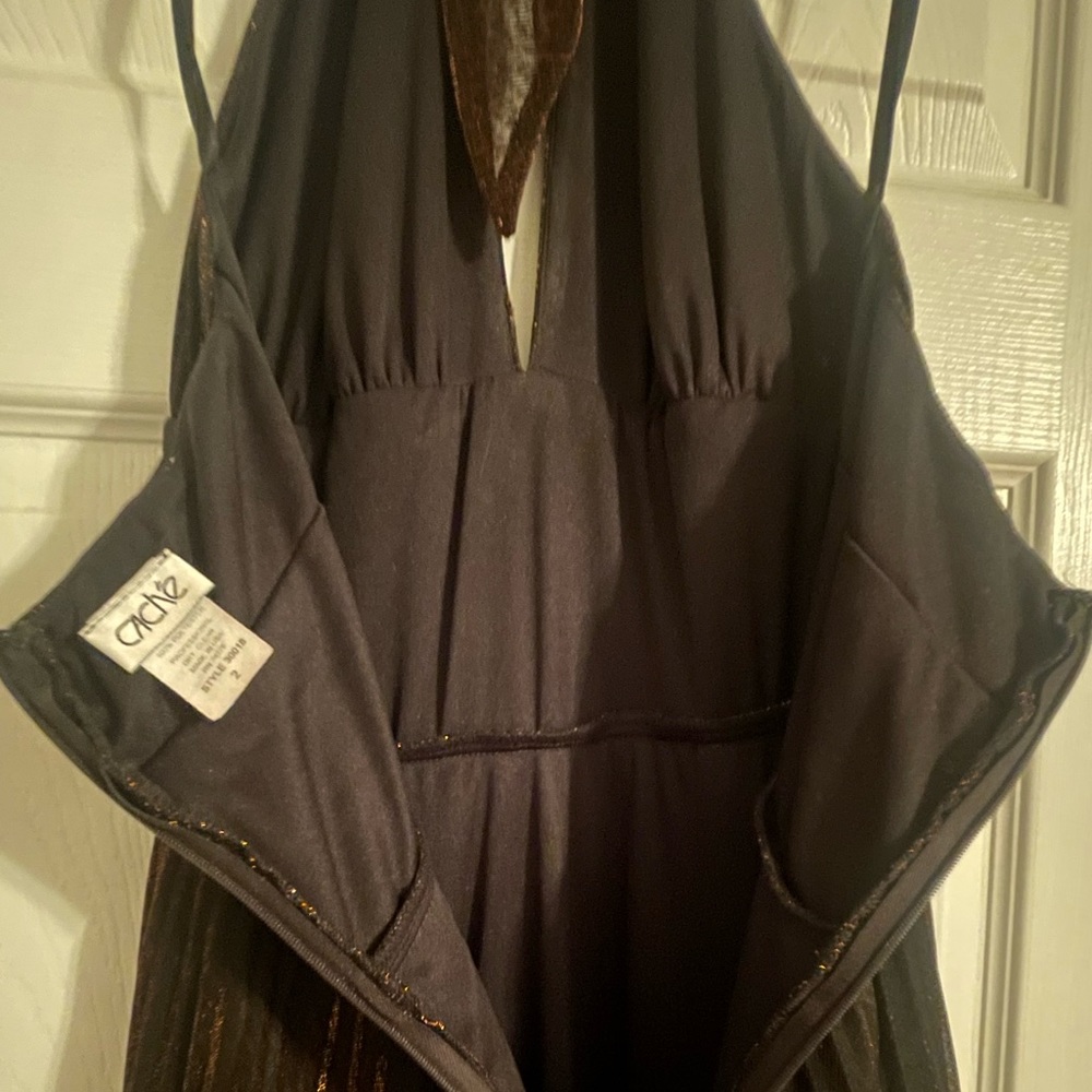 Cache Accordion Style Black/Copper Metallic Dress - image 3